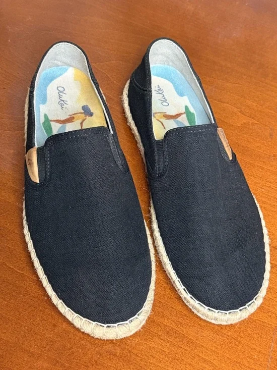 OluKai Kaula Pa’a Kapa Espadrilles Slip on in Black Size 7.5 - Picture 3 of 7